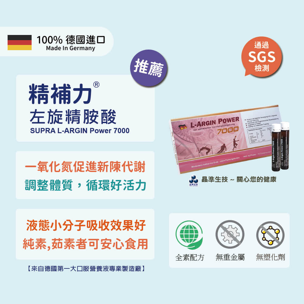 【德國進口】SUPRA  L-ARGIN  Power (左旋精胺酸) 液態高純度精胺酸(25ml × 10瓶)